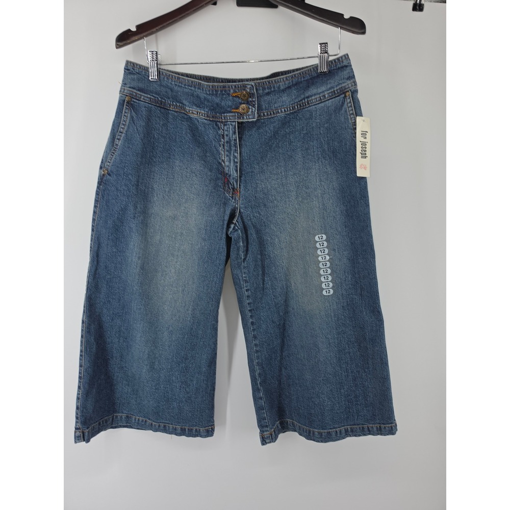 For Joseph Women Blue Denim Gaucho Wide Leg Cropped Jeans Size 12 NWT